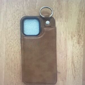 Brown Leather Phone Case with Ring Holder IPhone 14 Pro Max
